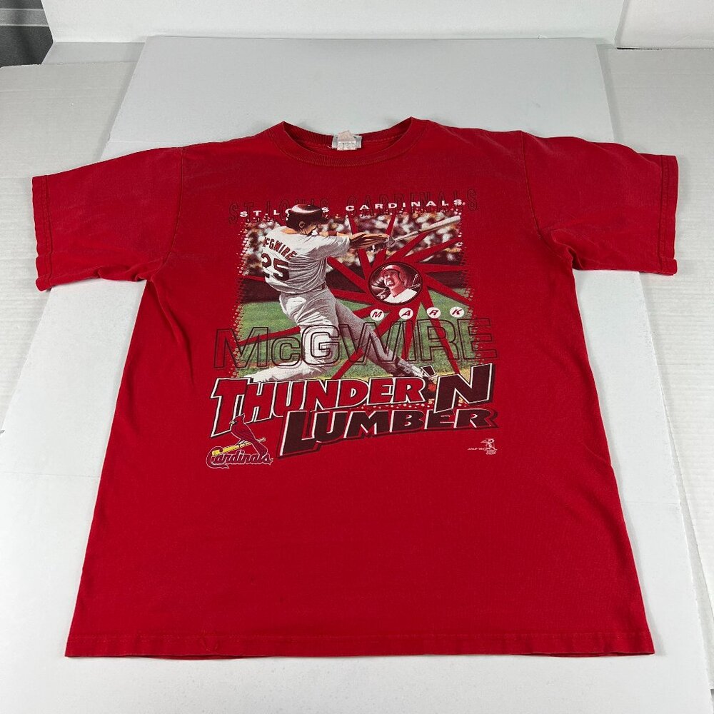 VTG 90s ST Louis Cardinals Mark McGwire Shirt Medium Red Thunder N Lumber Tag L